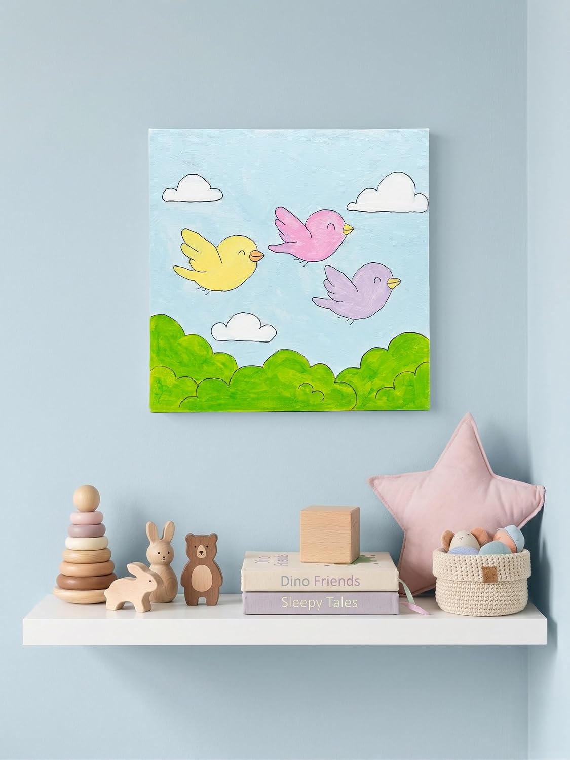 El Yapımı Çocuk Odası Duvar Süsü - Orijinal Akrilik Kanvas Tablo (20x20 cm)