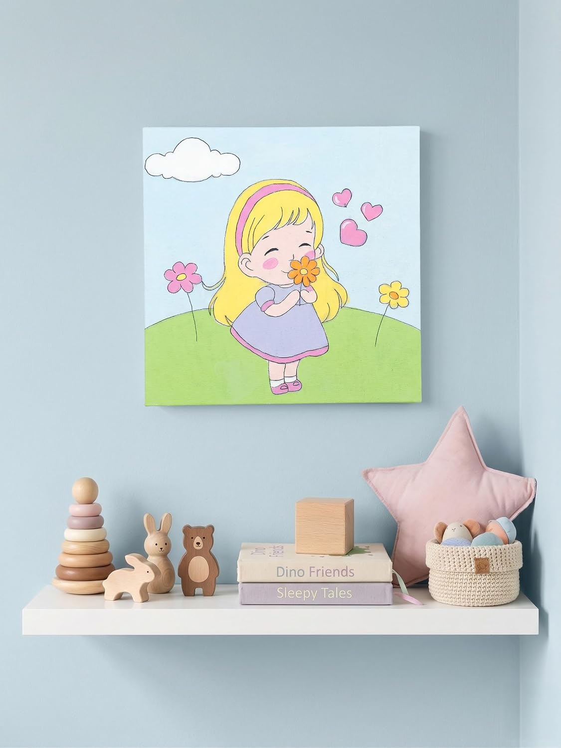 Yeni Doğan Hediyesi%100 El Yapımı Akrilik Tablo - 20x20 cm Bebek Odası Kanvası