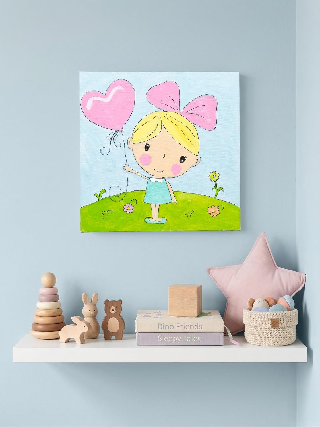 %100 El Yapımı Sevimli Akrilik Tablo - 20x20 cm Bebek Odası Dekoru