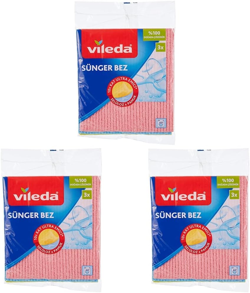 141161 Sünger Bez, Ekstra dayanıklı, Çok amaçlı, 3'lü Paket 3lü paket