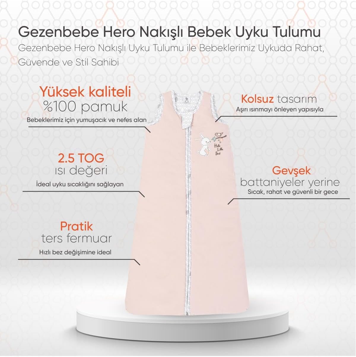 Hero Nakışlı Bebek Uyku Tulumu (90cm) Bunny 90 cm