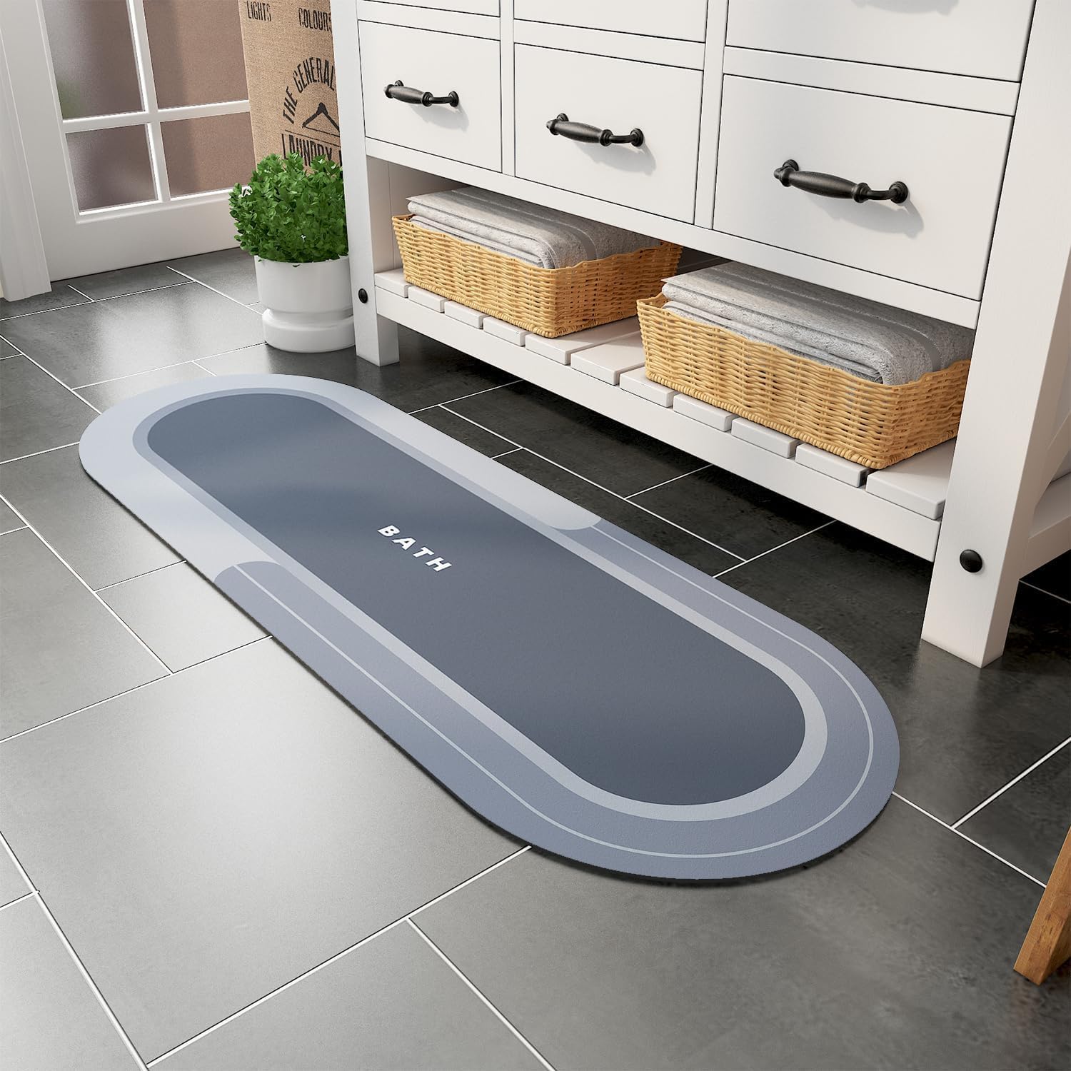 Sihirli Paspas Banyo Paspası Su Emici Mutfak Koridor Paspas Kaymaz Tabanlı 40cm - 120cm Yuvarlak