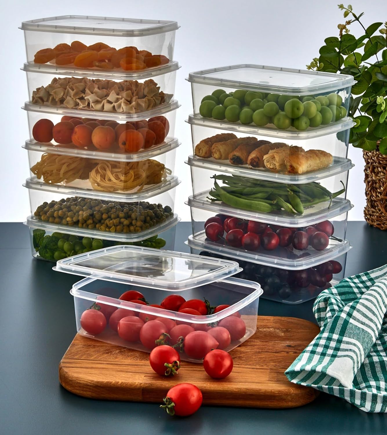 3 Adet 1350 ML Buzluk Düzenleyici Saklama Kabı Sızdırmaz Kapaklı BPA Free PP5 Dondurucu Erzak Kutusu Dayanıklı Bulaşık Makinesine Uygun Gıda ile Temasa Uygun Şeffaf Pratik Düzenleme