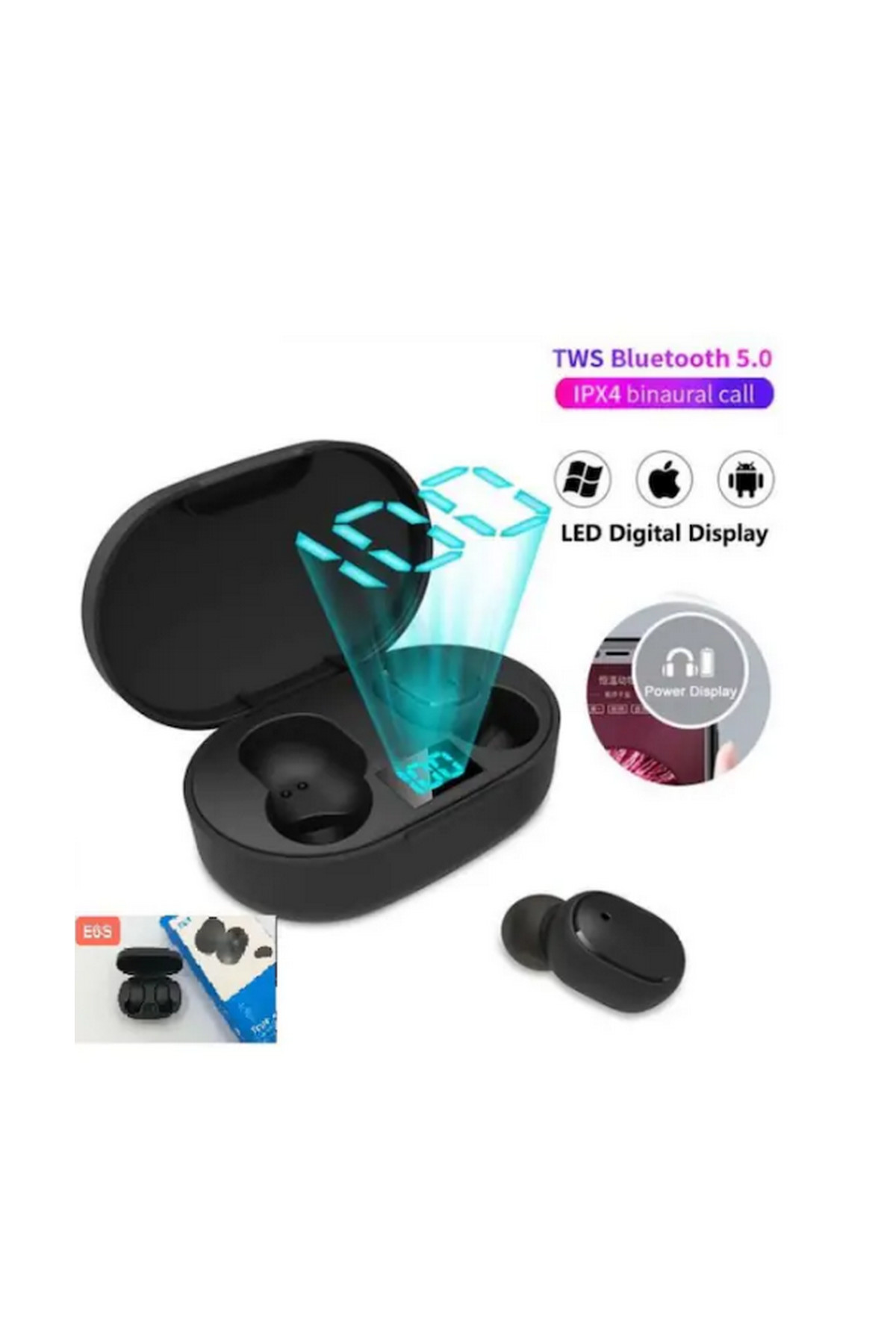 Vothoon E6S Kablosuz Kulaklık Dijital Göstergeli Bluetooth Kulaklık 5.0