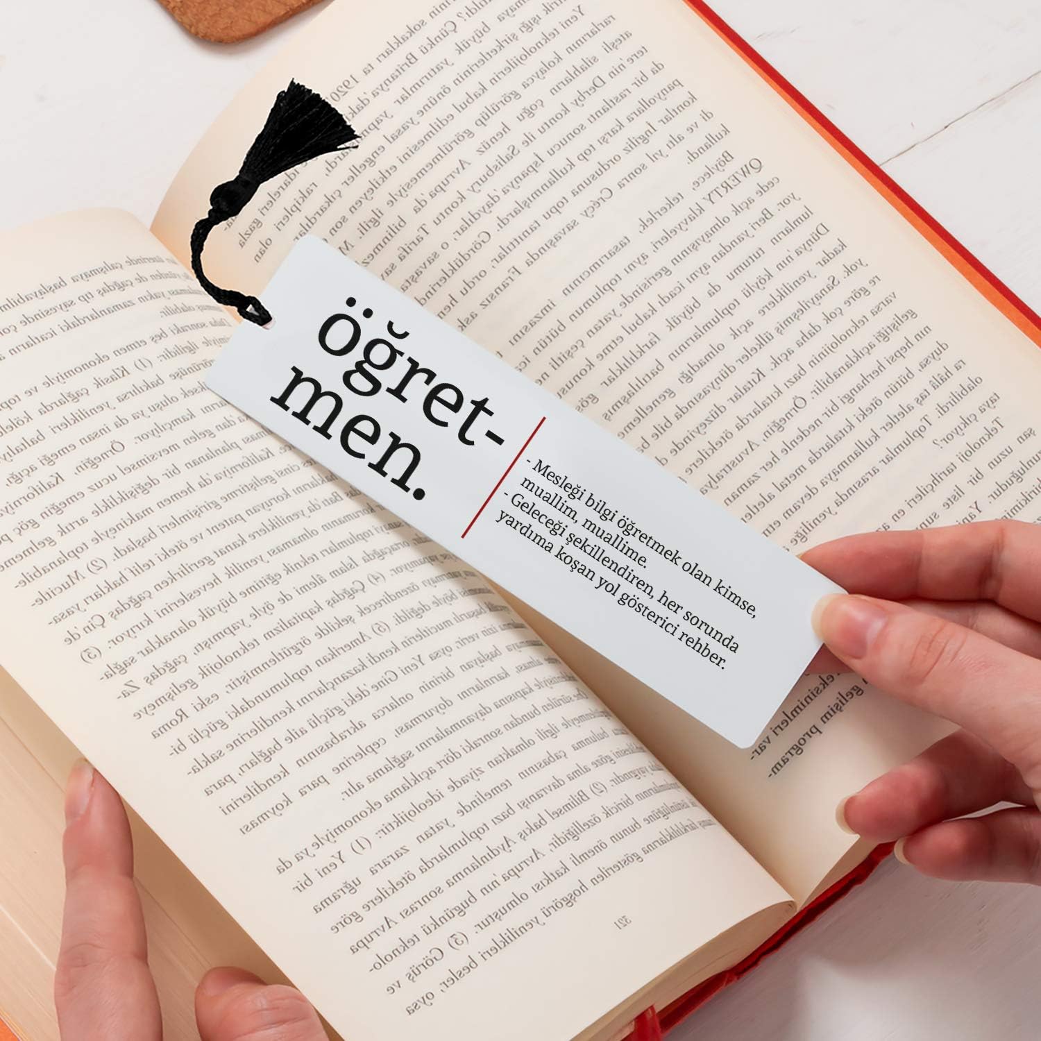 Öğretmen Kelime Anlamlı Kitap Ayracı 13.5 cm x 4 cm Metal Malzeme