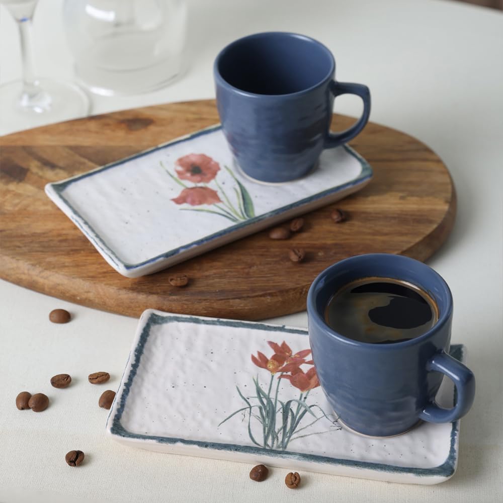 Anadolu Çiçekleri Doğaltaş Kahve Sunum Seti 4 Parça 2 Kişilik 20259-61
