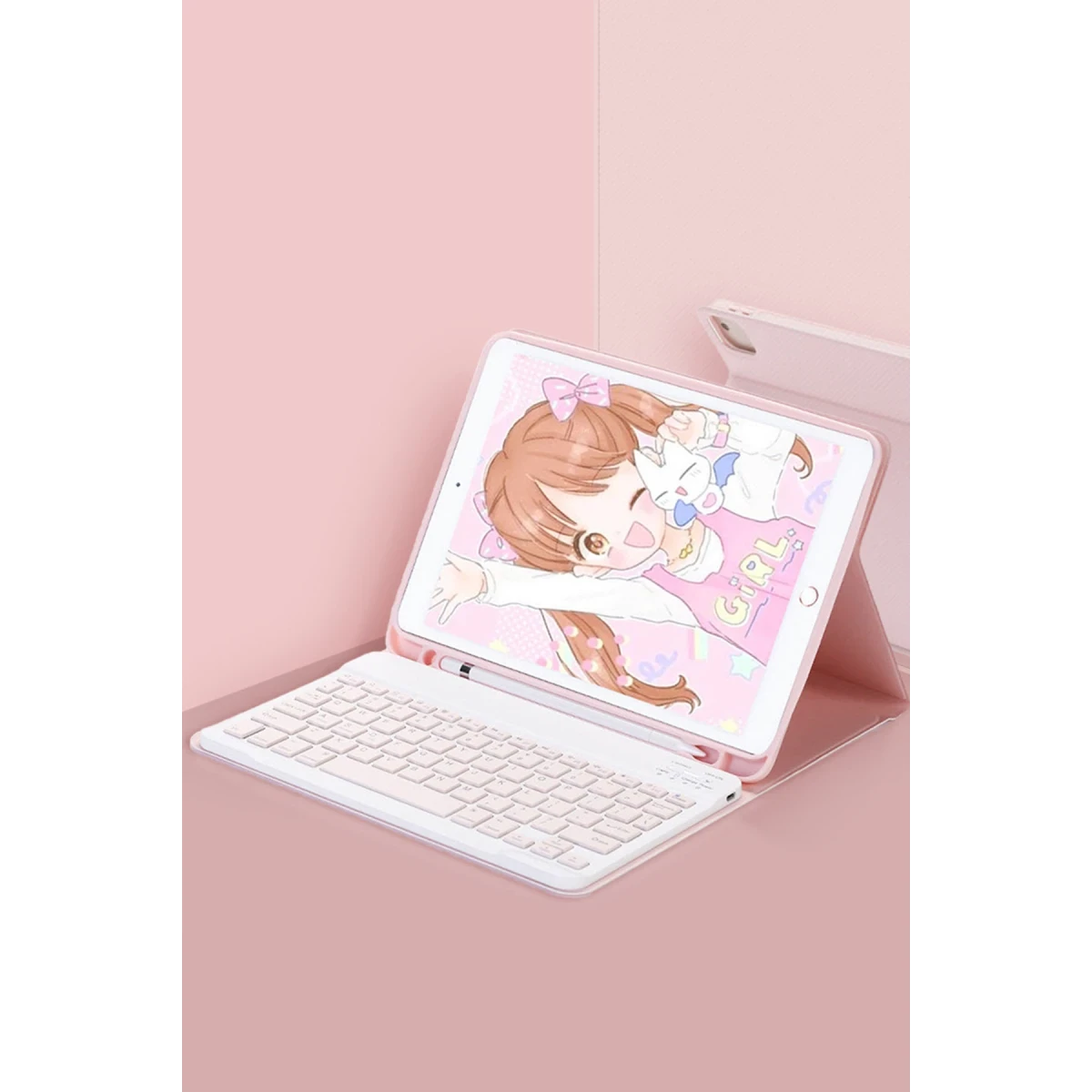 Huawei MatePad SE 11 Kılıf KC01 Smart Klavyeli Tablet Kılıfı - Pembe