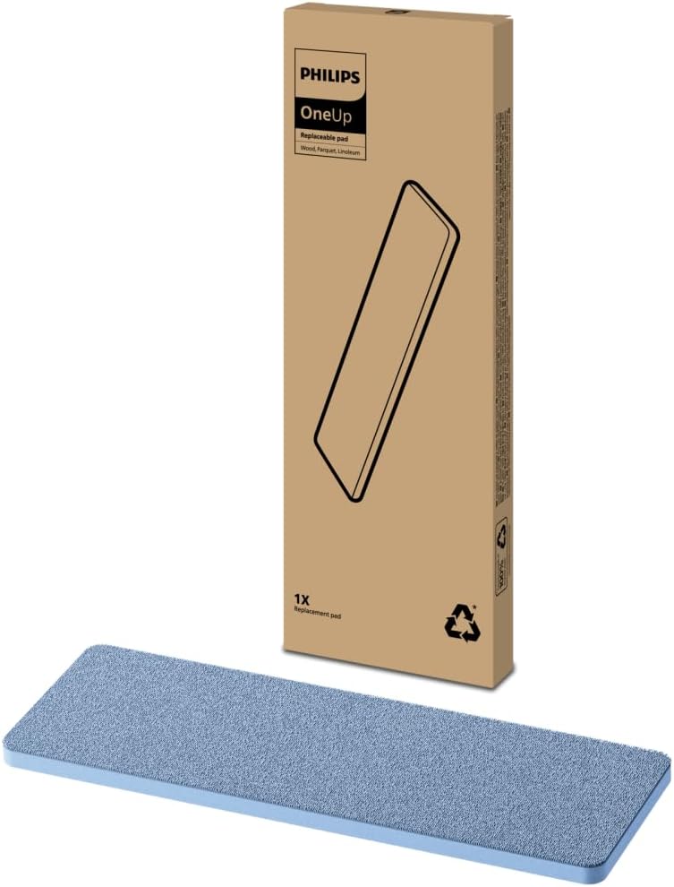 OneUp Elektrikli Mop Değiştirilebilir Tekli Temizlik Pedi, Ahşap/Parke Zeminler için, Yıkanabilir, Yeniden Kullanılabilir, XV1884/10