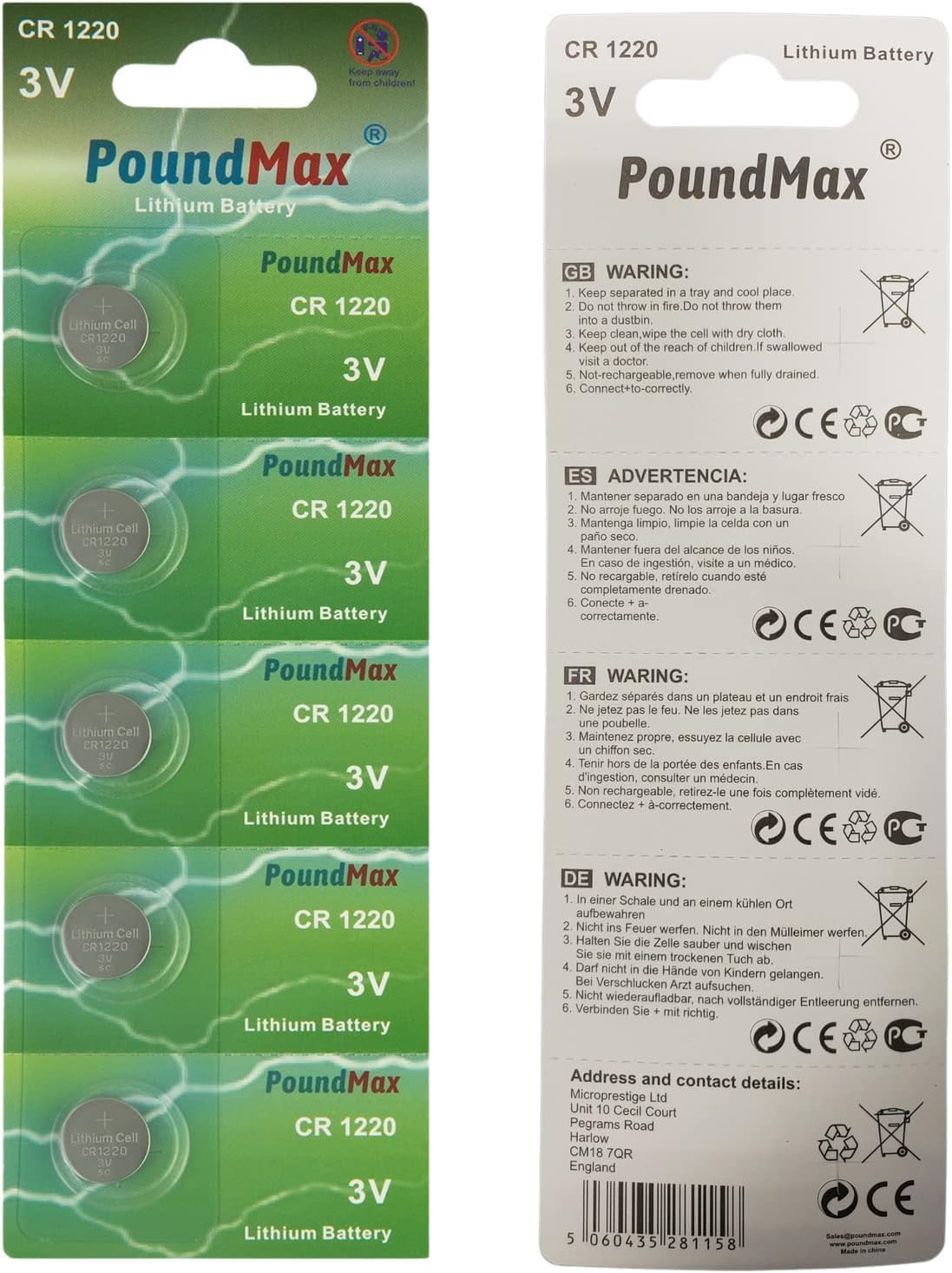 5 Adet CR1220 DL1220 1220 LIR1220 3V Lityum Pil Lityum Düğme Pil, Küçük elektronik cihazlar için araba anahtarları, uzaktan kumandalar, teraziler, saatler ölçüm cihazları ve hesap makineleri