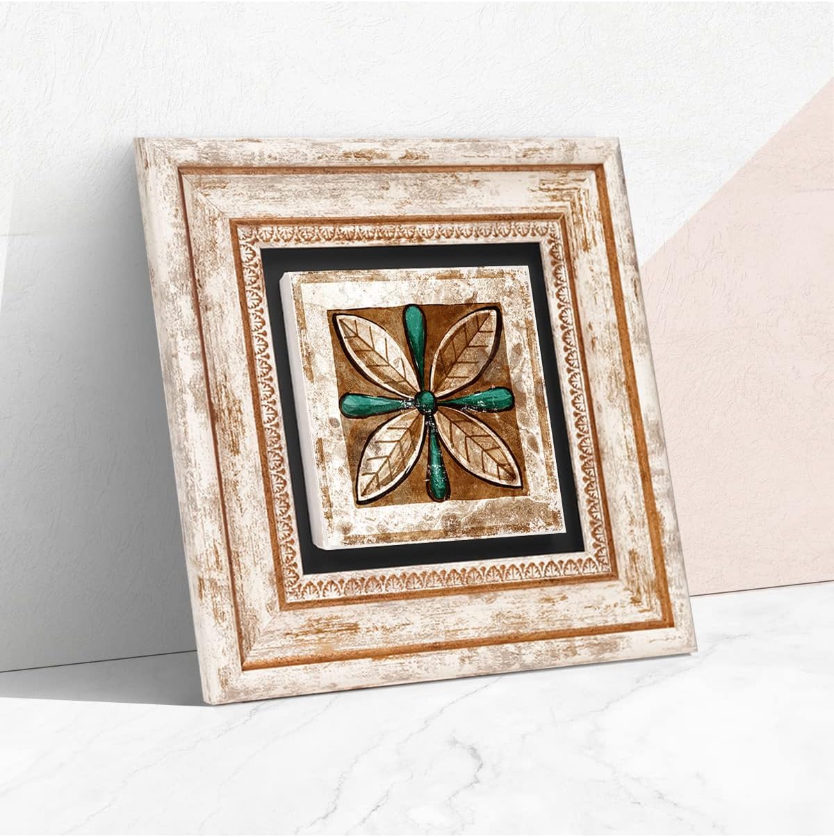 Fas Desenli Vintage Taş Duvar Tablosu - Çerçeveli Taş Tablo - Dekoratif Duvar Sanatı - Modern Ev ve Ofis Duvar Dekoru T1-36