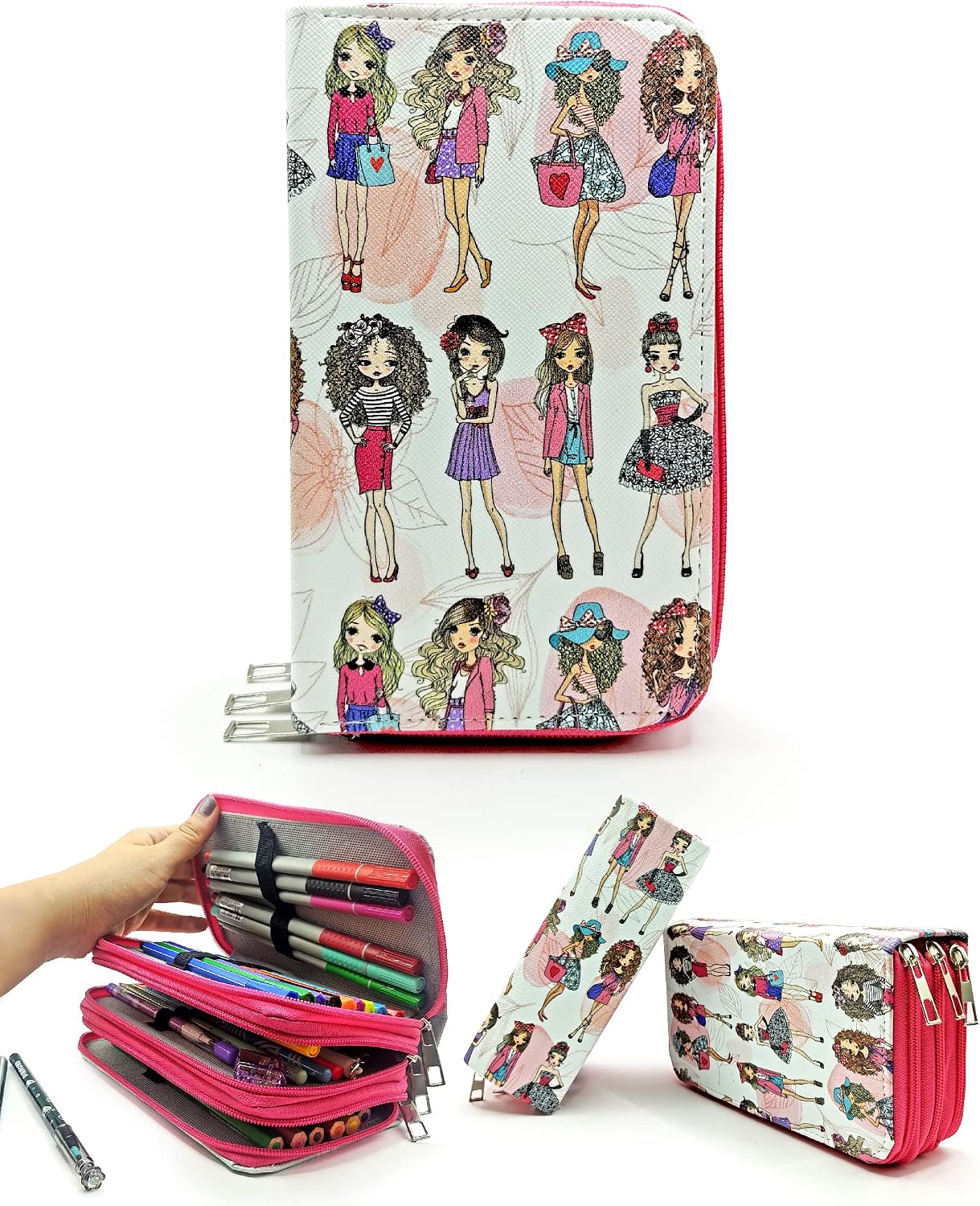 Kalem Kutusu Model Kızlar Moda Fashion Kawai Organizer Kalemkutu Vegan Deri Üç Bölmeli Kalemlik
