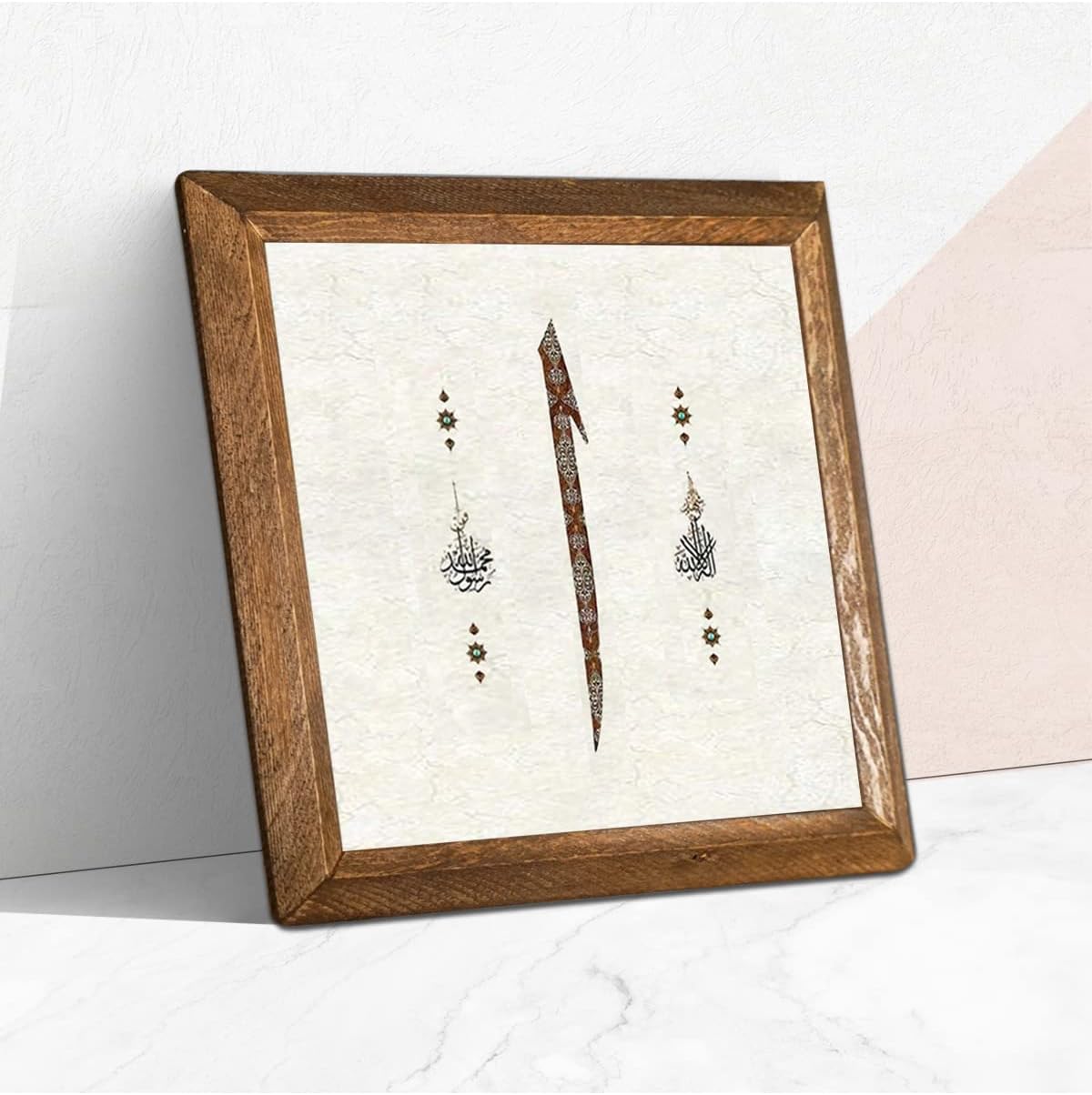 Pinecone Elif Taş Duvar Tablosu - Ahşap Çerçeveli Taş Tablo - 25x25 cm - Dekoratif Duvar Sanatı - Modern Ev ve Ofis Duvar Dekoru W1-120