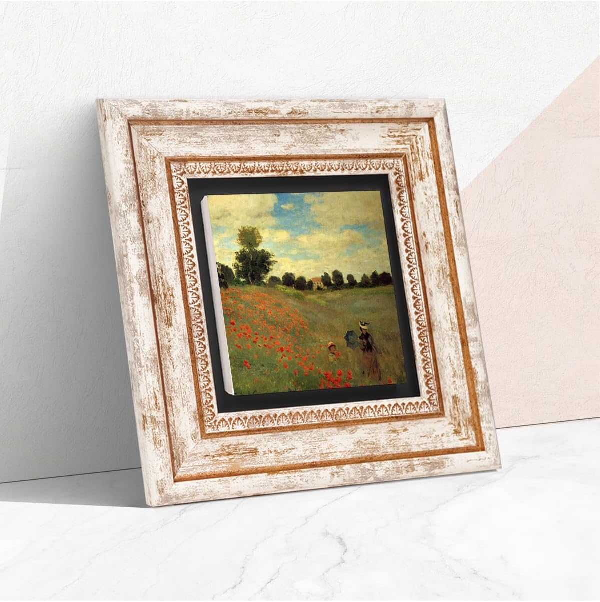 Claude Monet Gelincikler Taş Duvar Tablosu - Çerçeveli Taş Tablo - Dekoratif Duvar Sanatı - Modern Ev ve Ofis Duvar Dekoru K1-247