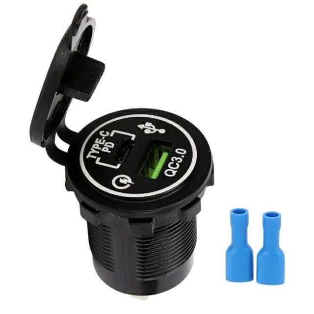 IC-266C-5 Pano Tipi Hızlı Şarj Soketi USB QC3.0 + Type-C PD (Otomobil-Tekne Uyumlu)