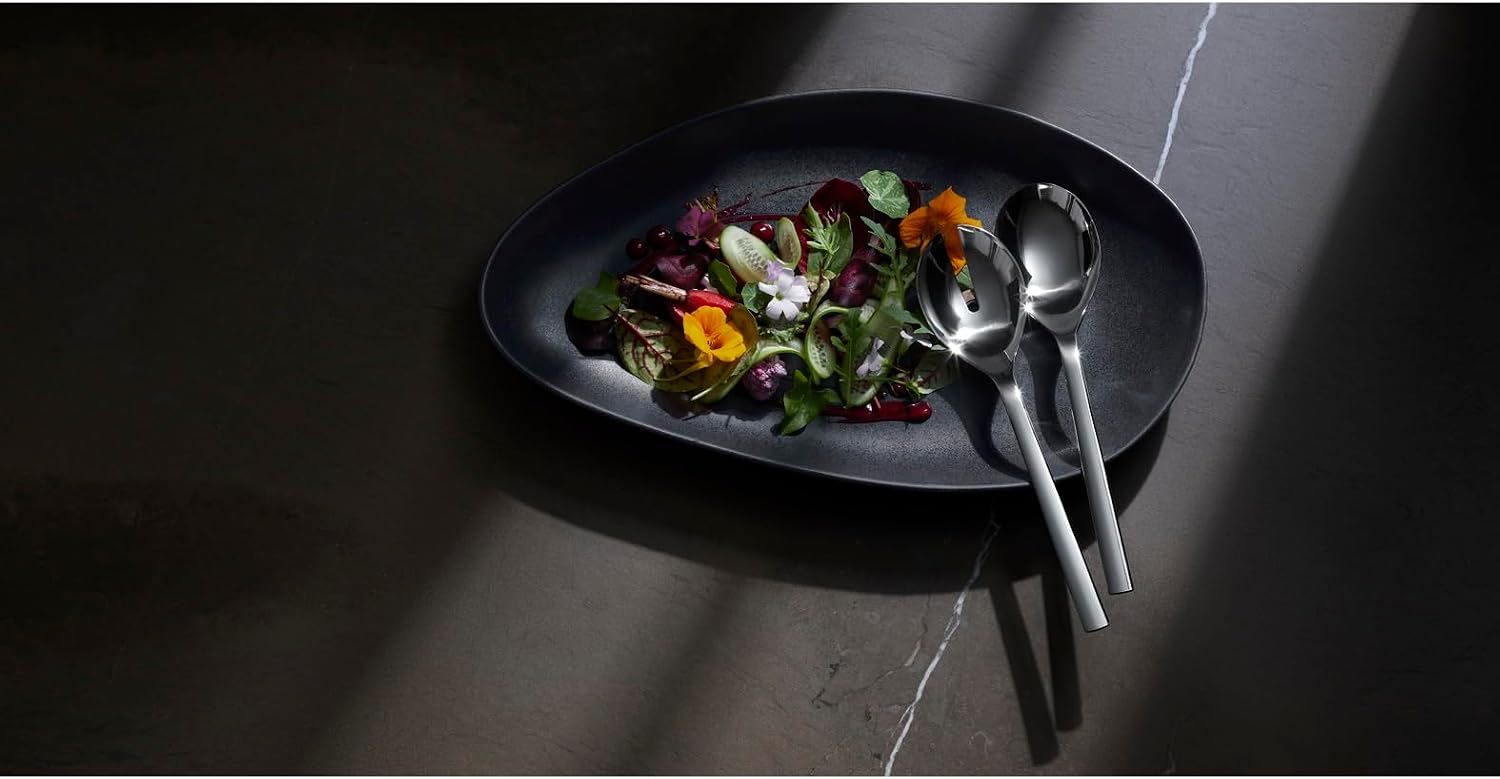 Nuova Salata Servis Seti, 30 cm, Büyük Boy, Salata Çatalı ve Servis Kaşığı, Cromargan® Yüksek Kaliteli Parlak Paslanmaz Çelik, Bulaşık Makinesinde Yıkanabilir