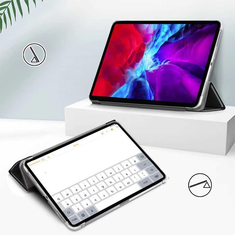 Samsung Galaxy Tab S7 FE LTE SM-T730 T733 T736 T737 ile Uyumlu Kılıf 2 Farklı Stand Olabilen Arka Kısım Şeffaf Sert Silikon İnce Hafif Tablet Kılıfı Pembe