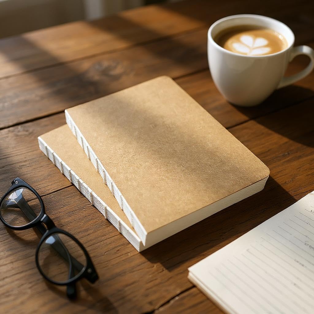 Özel Tasarım Kraft Kapaklı A6 Noktalı Defter - 180 Derece Açılabilir, Sırtı Dikişli,%100 El İşçiliği, Ofis İçin İdeal, Planlayıcı (A6 Noktalı)