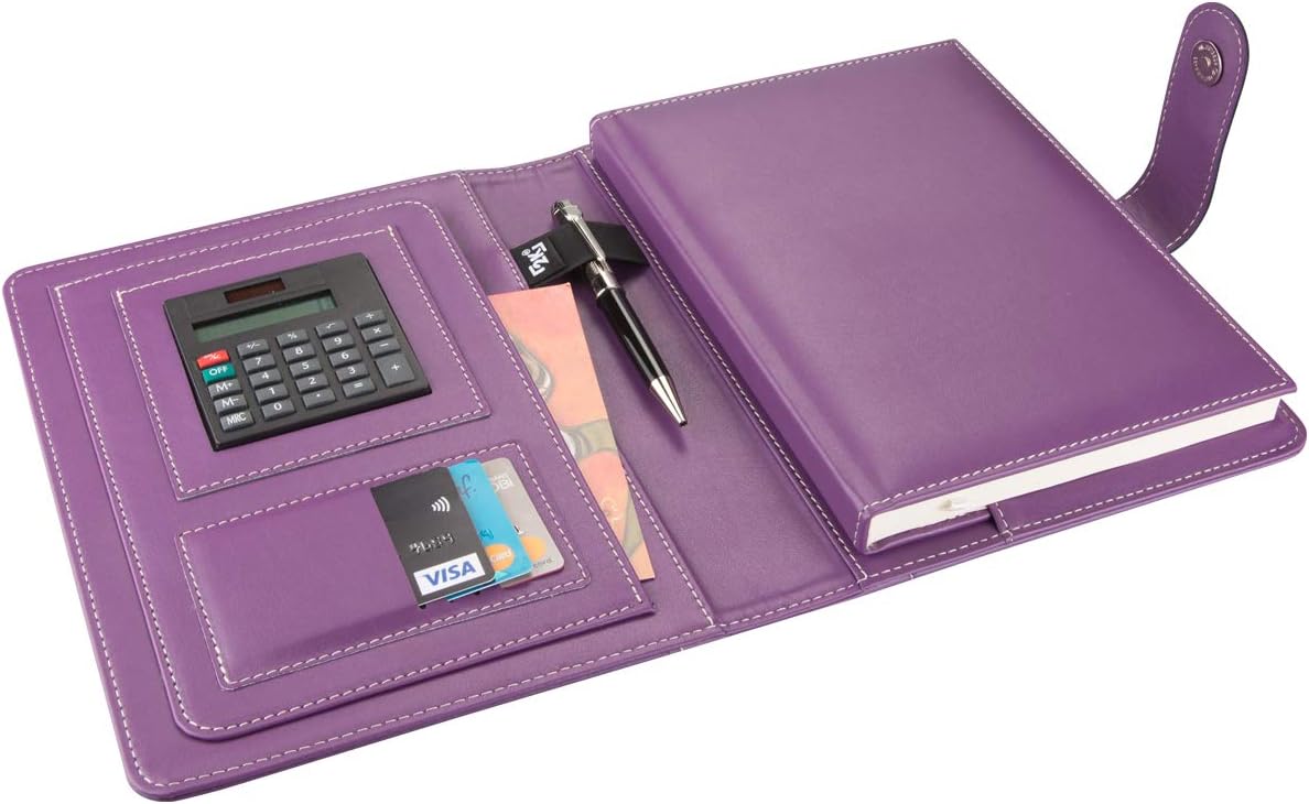 5242 Ajanda Tarihsiz Çizgili 17X24 cm Ajanda/Defter Hesap Makineli Suni Deri Organizer, Lila