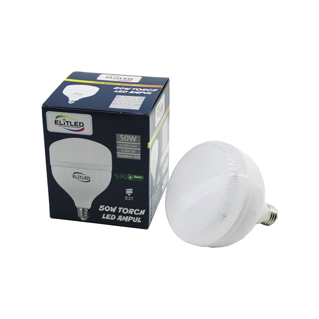ELİTLED EL-02 12/50 50W TORCH LED BULB AMPUL BEYAZ - 6400K E27 5500 LÜMEN 20.000 SAAT ÖMÜR