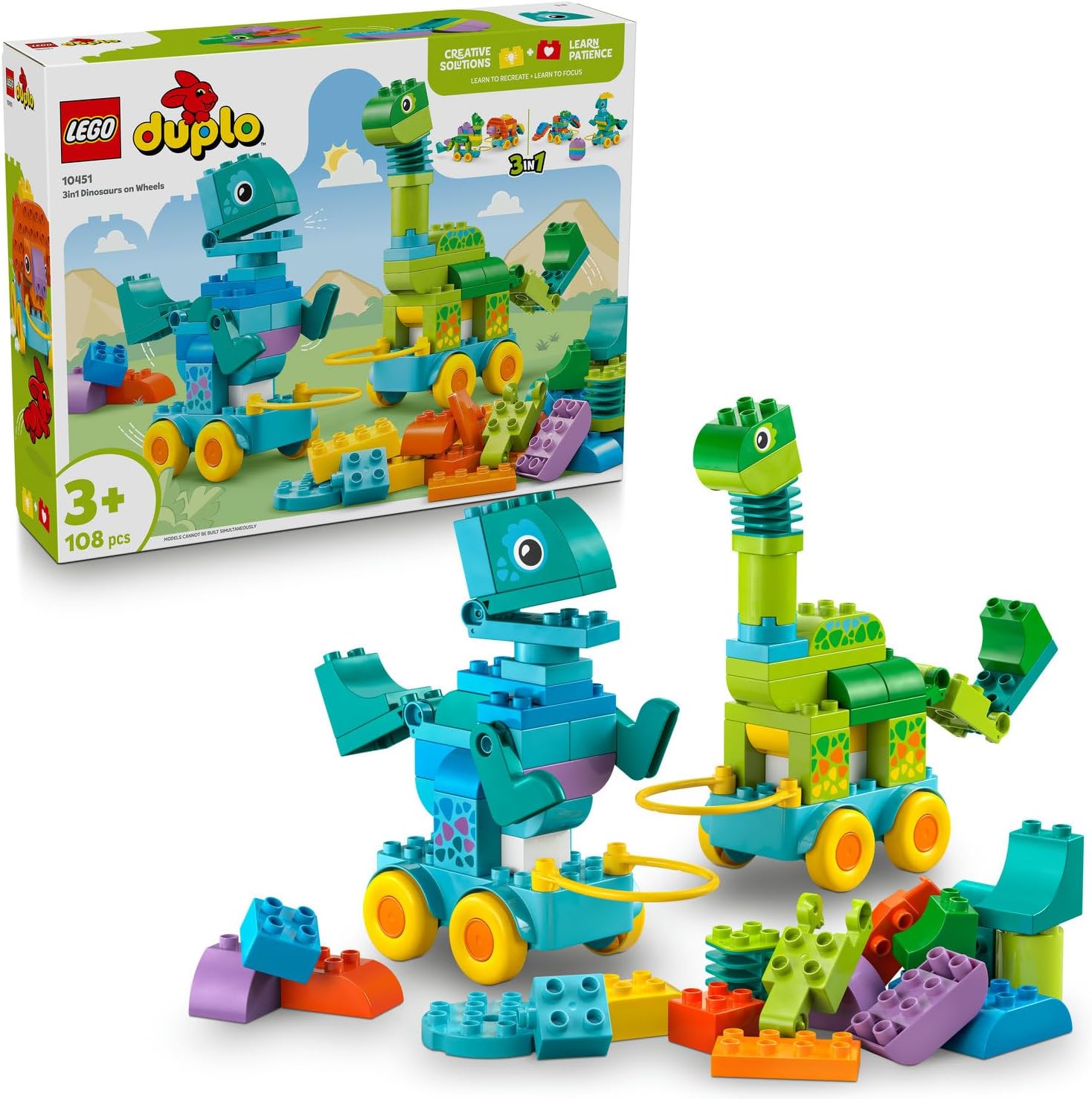 DUPLO Kasabası 3’ü 1 Arada Tekerlekli Dinozorlar 10451