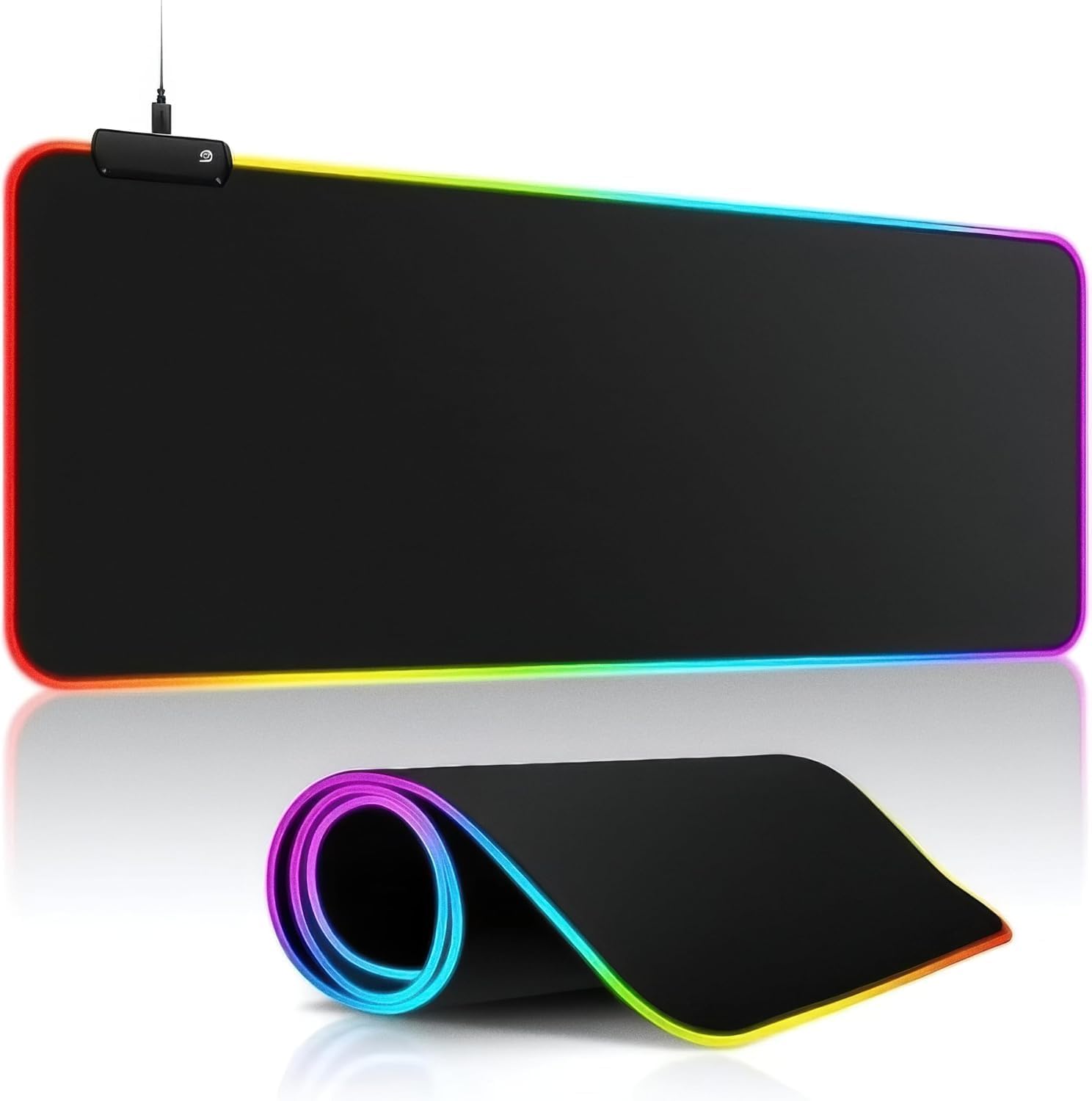 Rgb Led Işıklı Gaming Mousepad Düz Siyah Kaymaz Tabanlı Kenarları Dikişli Suya Dayanıklı Mouse Pad 30X80 Cm