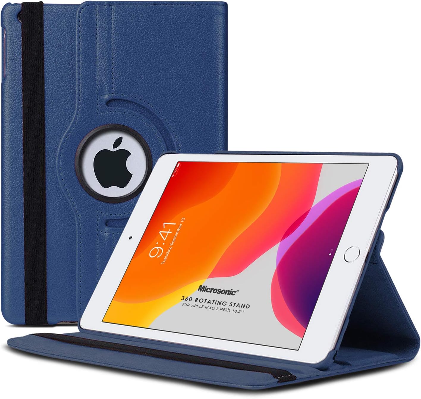 Apple iPad 10.2'' 9. Nesil (A2602-A2604-A2603-A2605) için Kılıf 360 Rotating Stand Deri Lacivert [iPad 9.Nesil 10.2 ile Uyumlu Kılıf - Lacivert]