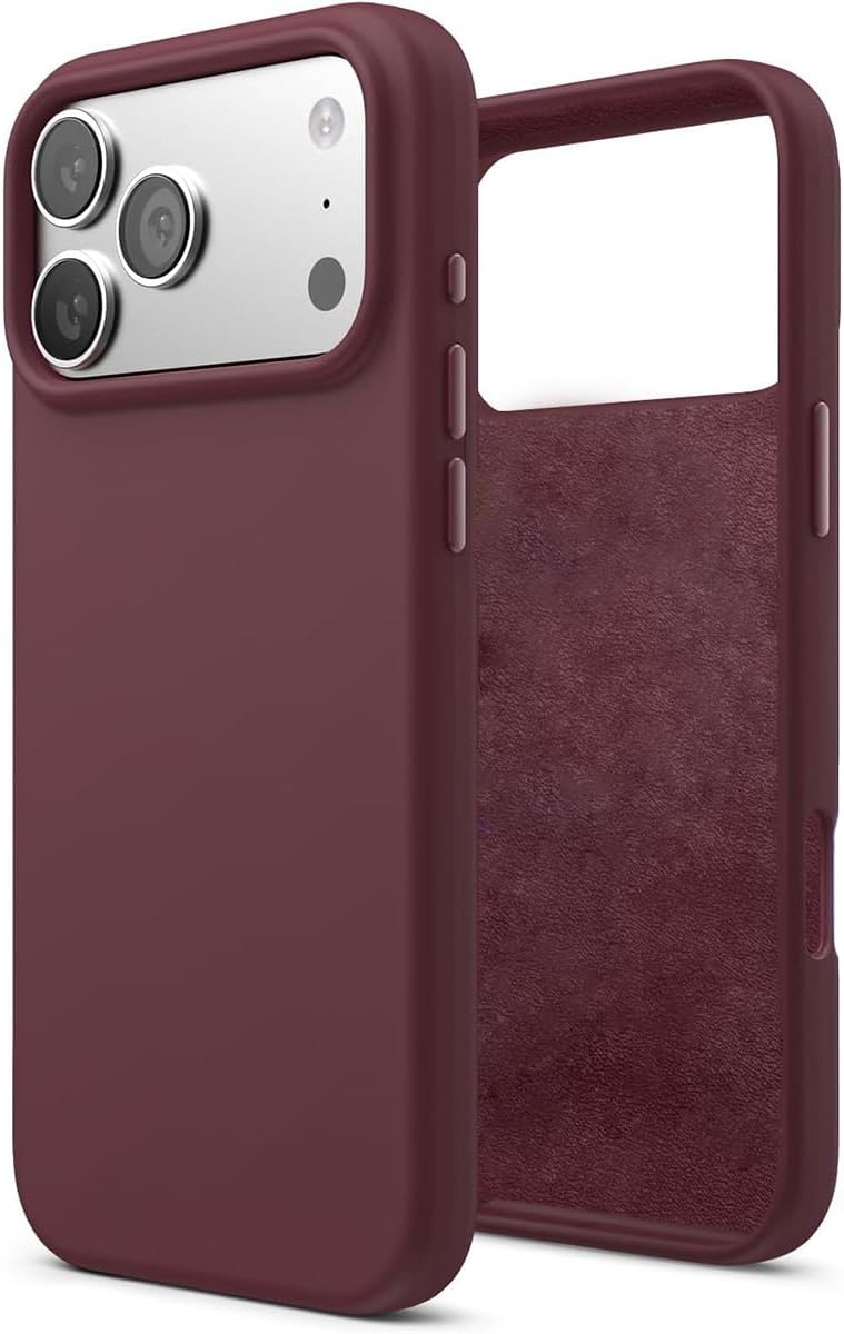Apple iPhone 17 Pro Max Uyumlu İçi Kadife Lansman Silikon Kılıf Kapak Geniş Kamera Koruması Darbe Emici Şık ve Dayanıklı Telefon Aksesuarı (Bordo)