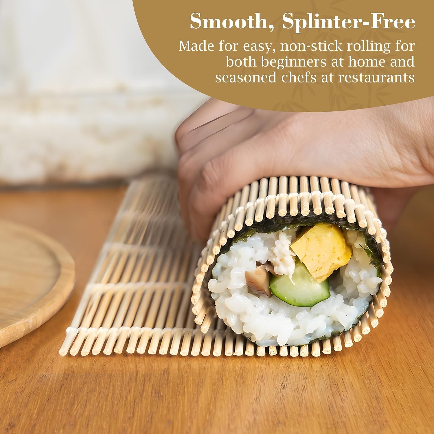 Bambu Sushi Sarma Hasırı 24x24 cm | Doğal Bambu Sushi Mat | Sushi Maker için Rulo Sarma Matı | Evde Sushi Yapımı İçin Pratik Mutfak Aleti
