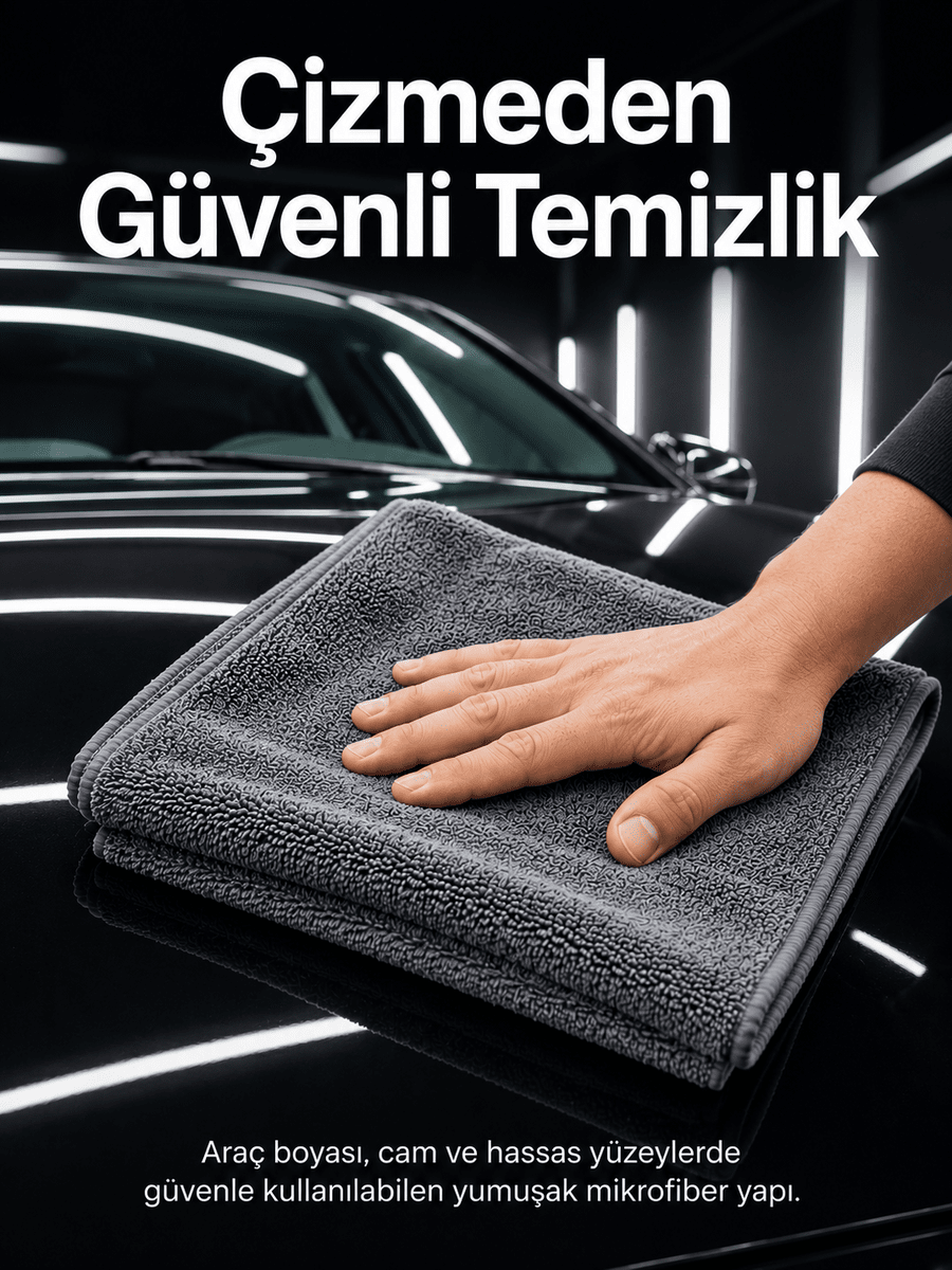 Mikrofiber Araç Temizlik Bezi 50x70 cm Oto Yıkama Sonrası Kurulama ve Parlatma Bezi