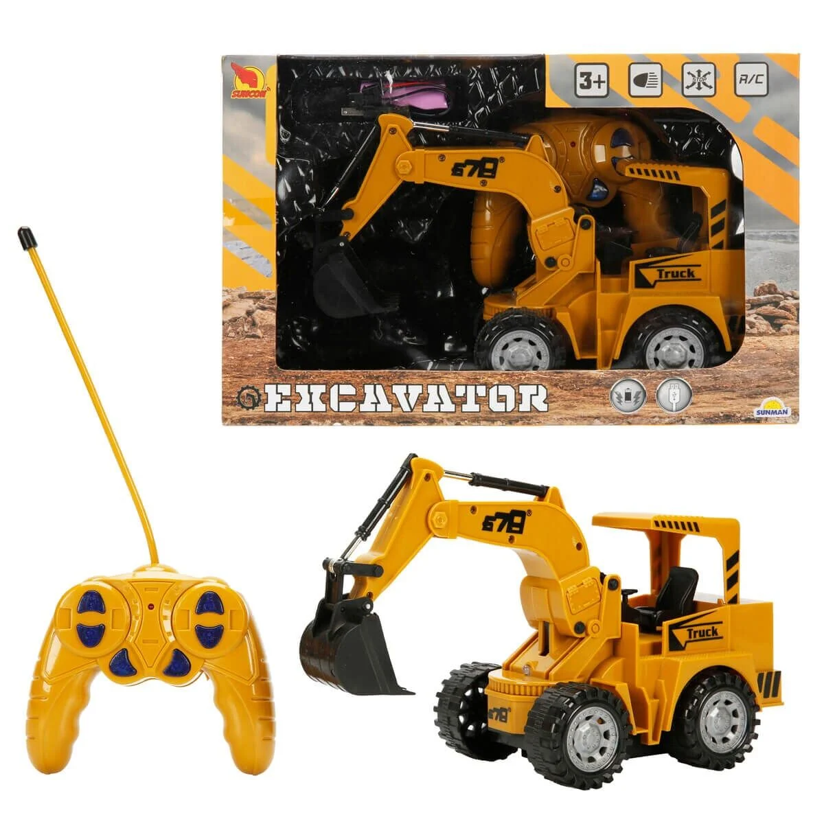 4490 Sun-rst-snc-r/c İş Makinesi Ekskavatör F/f Işıklı 3.7V.USB