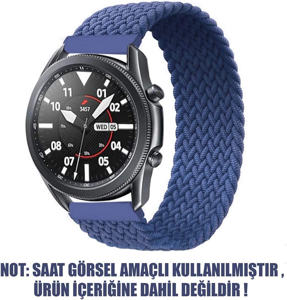Huawei Honor Magic Watch 2 42mm için Kordon, (Medium Size, 155mm) Braided Solo Loop Band Lacivert [Honor Watch Magic 2 42mm ile Uyumlu Kordon - Lacivert]