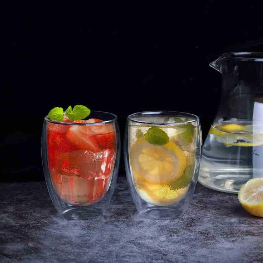 Çift Cidarlı İki Katmanlı Çift Camlı Bardak, Kupa, Borosilikat Cam, Yalıtımlı, 250 ml