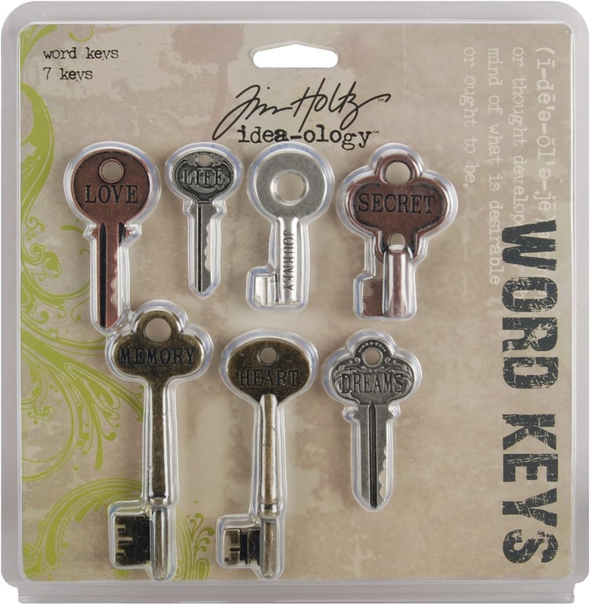 idea-Ology metal Word keys 1.5 " to 3 7/Pkg
