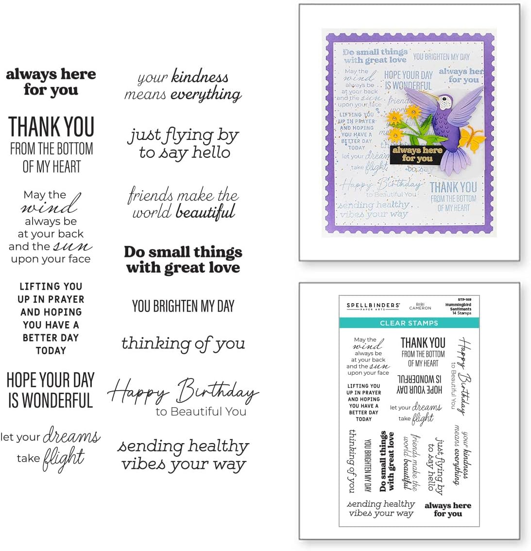 PAPERCRAFTS, INC Clear Acyrlic Stamps by Bibi Cameron-Hummingbird Sentiments