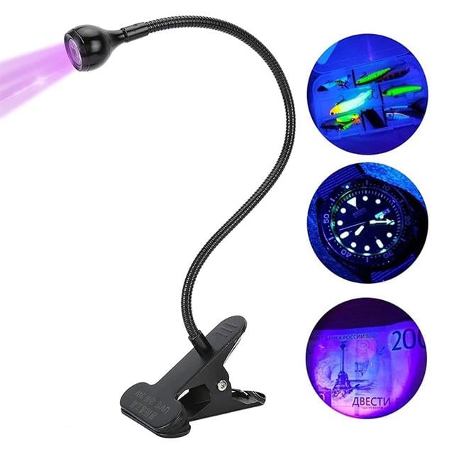 UV Mor Işık Sahte Para Kontrol - Yapışkan Kurutma Lambası Esnek Masa Lambası 3 Watt