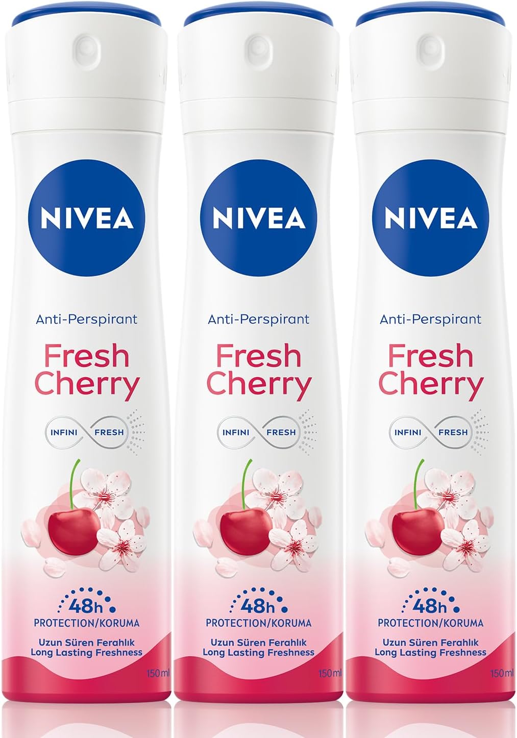 Kadın Sprey Deodorant Fresh Cherry 48 Saat Koruma 150mlx3
