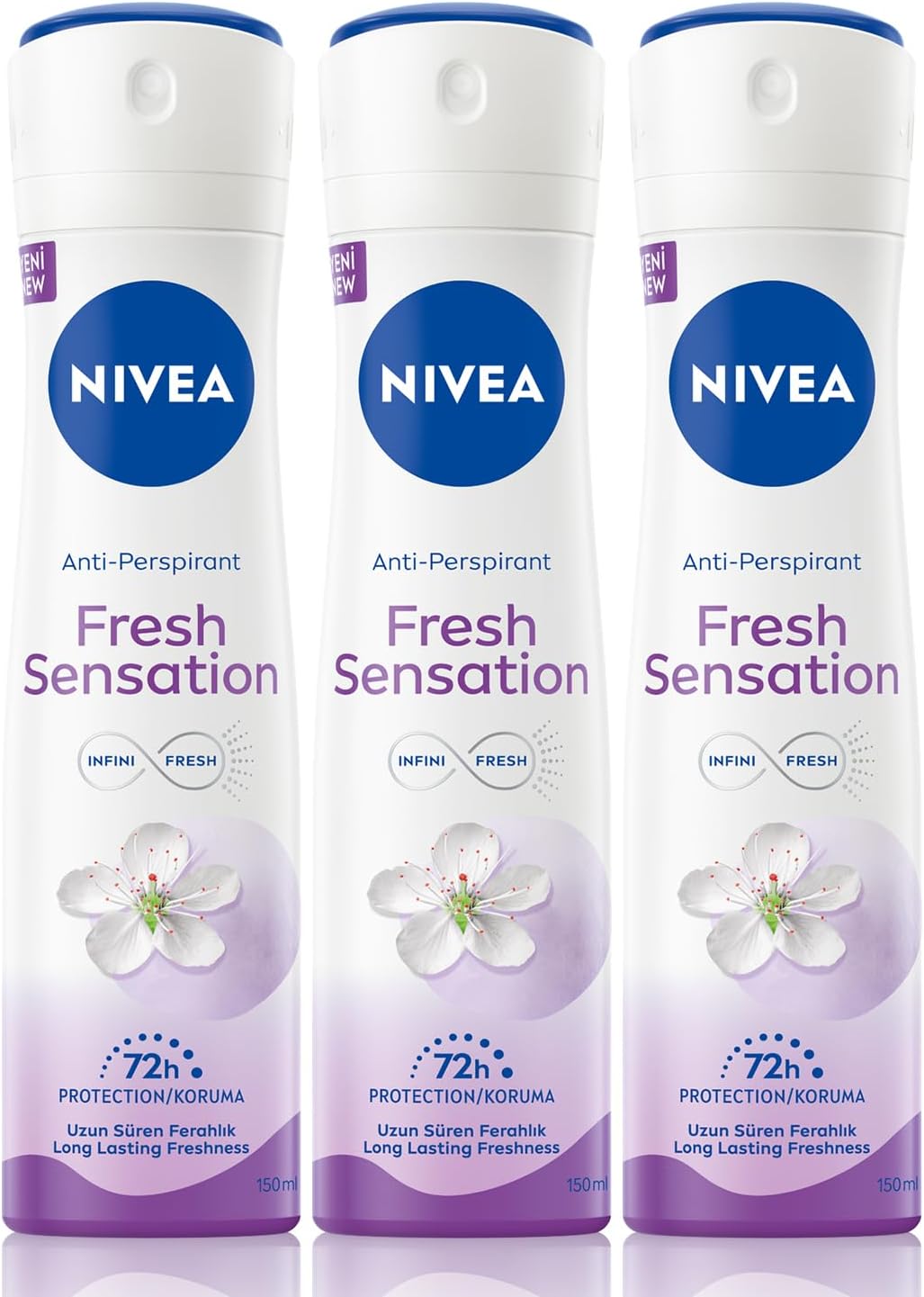 Fresh Sensation Kadın Sprey Deodorant 150 Ml,72 Saat Anti-perspirant Koruma,uzun Süren Ferahlık X3