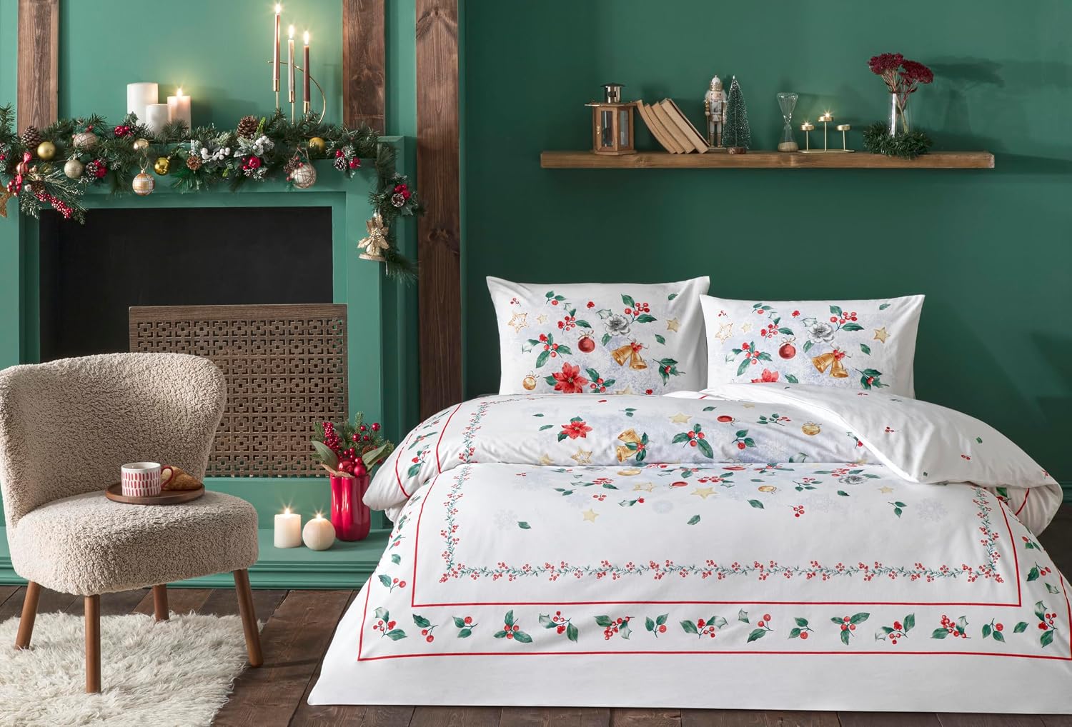 Charm Glowlu Ranforce Standart Pamuk Nevresim Takımı, Kırmızı, Çift Kişilik
