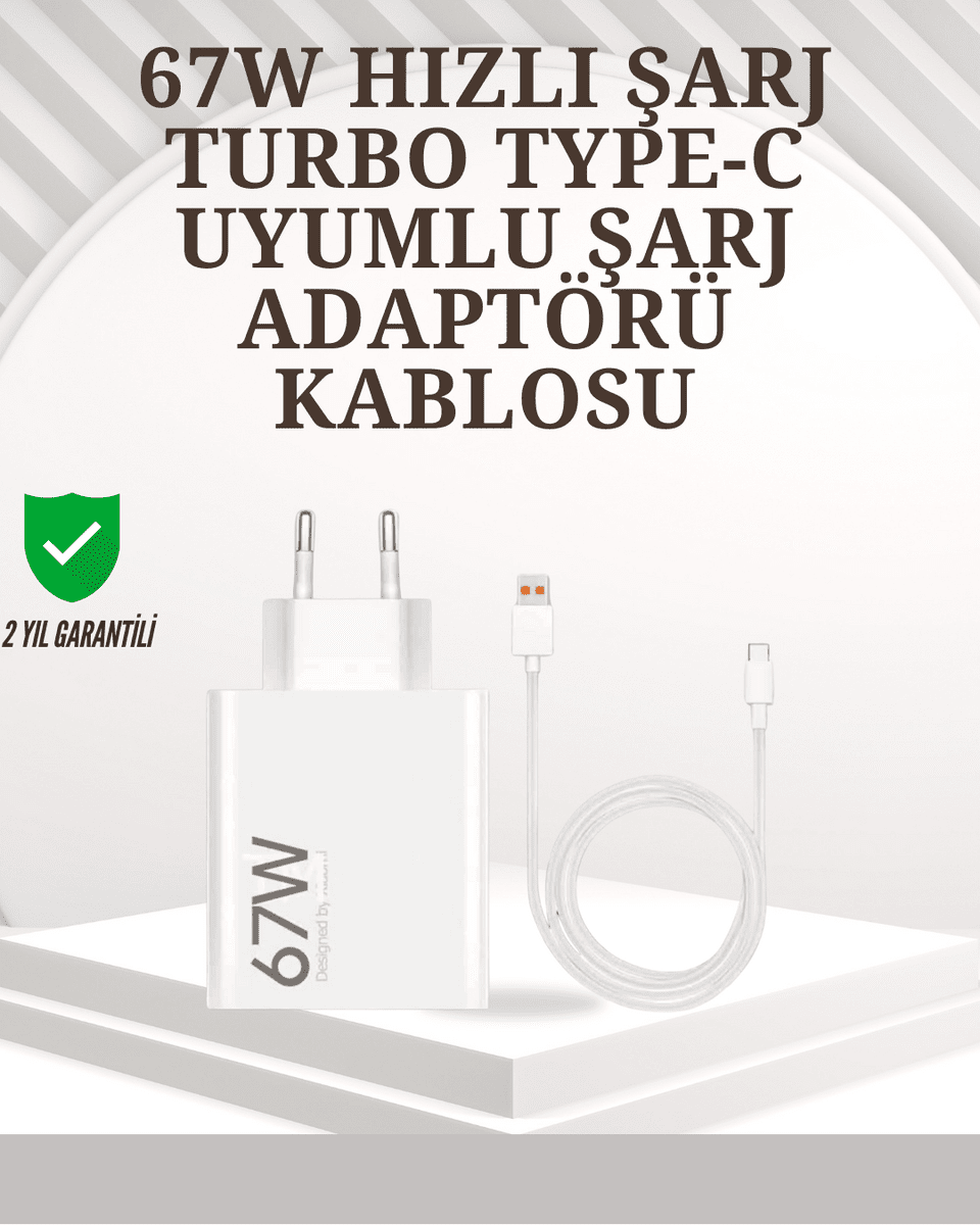 Type-C Uyumlu 67W Turbo Hızlı Şarj Aleti Akıllı Koruma Sistemli