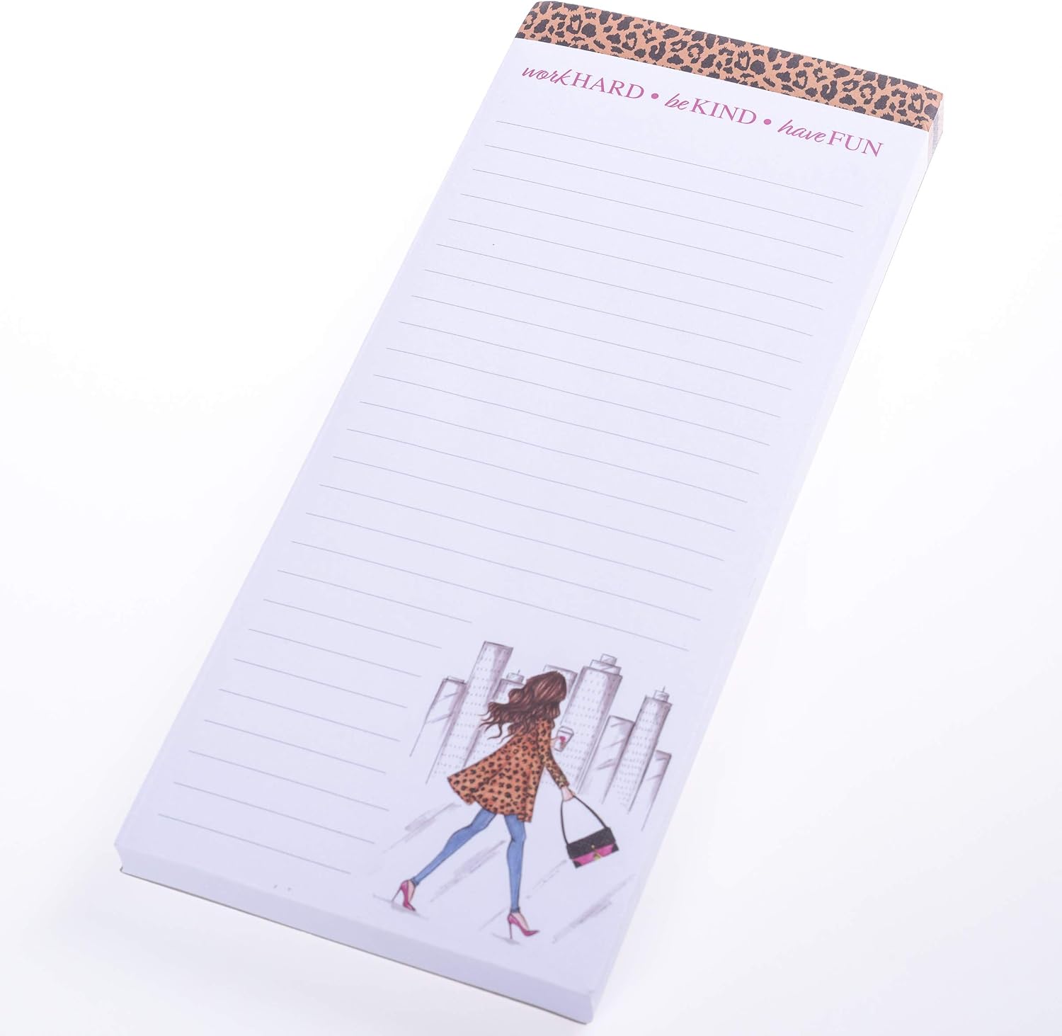 Manyetik Not Defteri - Leopar Moda Kız Bakkal ve Alışveriş Listesi - Eğlenceli Dekoratif Yapılacaklar Listesi - Mükemmel Ev Isınma Hediyeleri - 100 Yırtık Yaprak (4" x 9" x .5")