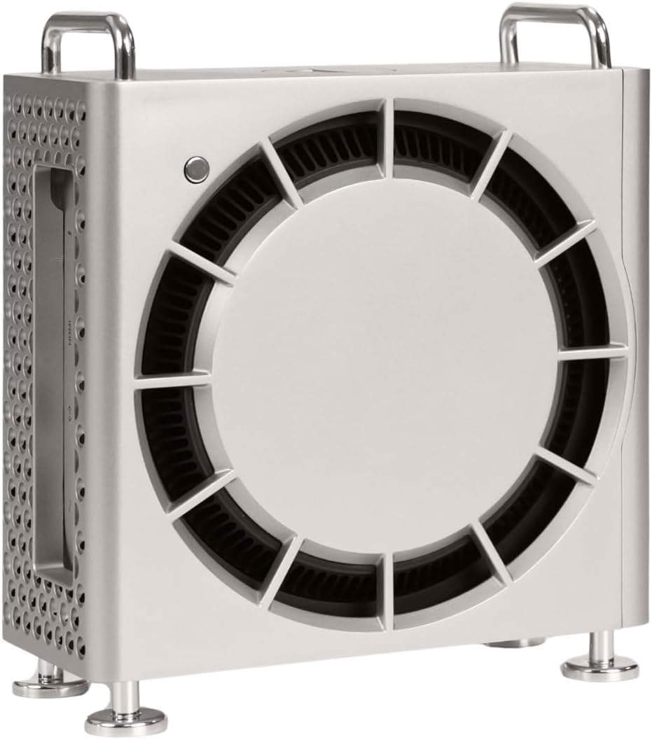 Mac mini M4 M4 Pro Standı Gümüş, Dikey Mac mini Tutucu, Havalandırmalı ABS Kasa, Kaymaz Silikon Ayaklı Port Erişimli Masaüstü Stand, 2024 Uyumlu