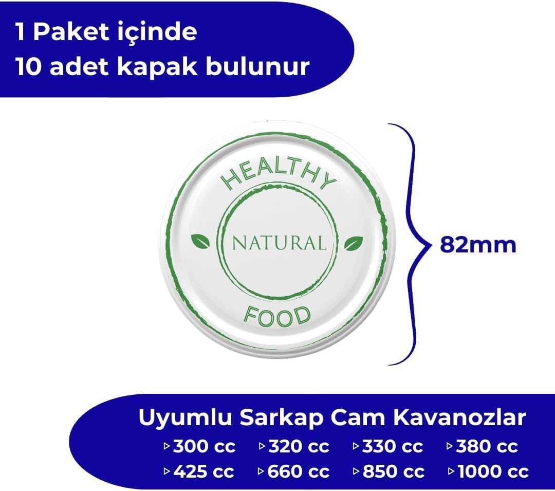 30 Adet Sarkap Kavanoz Kapağı, 82mm, Hava Geçirmez, Sızdırmaz, Konserve için Uygun, (Healthy)