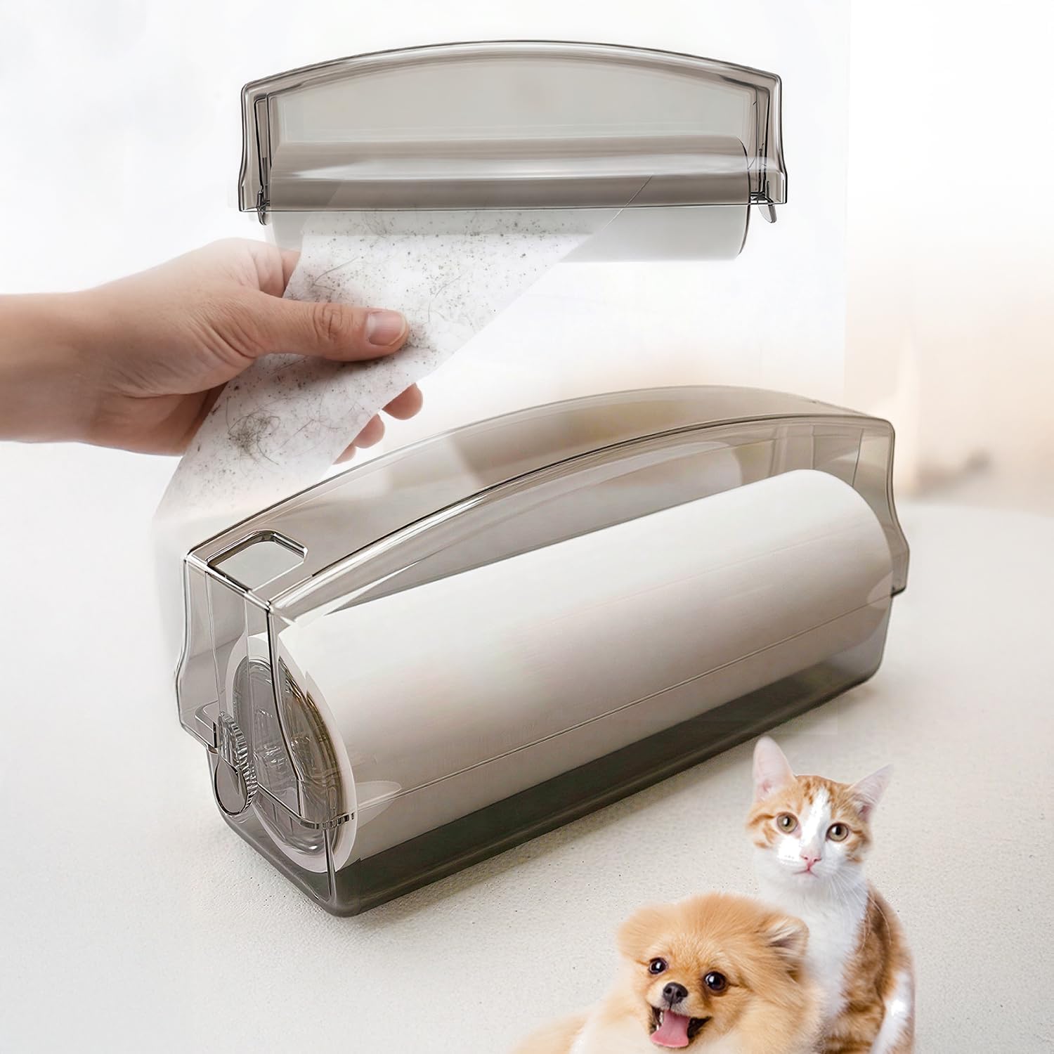 Tüy Toplayıcı Rulo, Tüy Toplama Rulosu, Kedi Tüy Toplayıcı, Kedi ve Köpek Kıl Temizleyici, 60 Yapraklı Güçlü Yapışkanlı Temizleme Rulosu, Kıyafet Koltuk ve Halı İçin