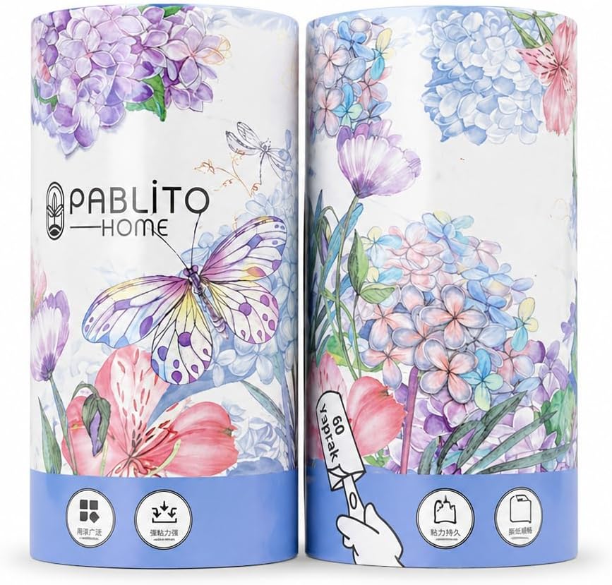2’li Tüy Toplayıcı Yedek Rulo – 60 Yapraklı Kullan At Bant | Güçlü Yapışkan, Kolay Koparma | 10 cm x 4,5 cm | Mor Mavi Pembe Yeşil Seçenekli (mavi)