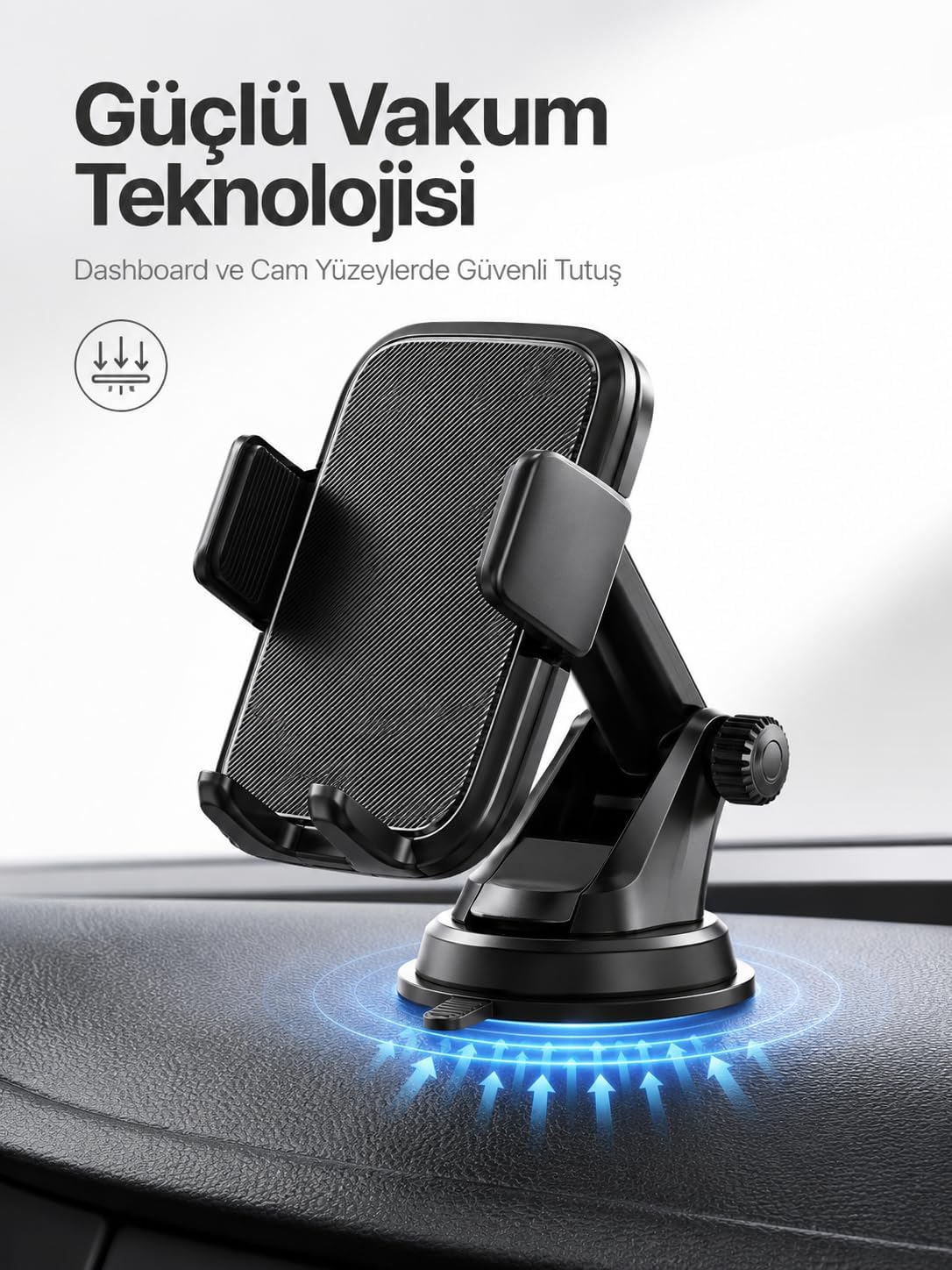Araç Telefon Tutucu, Dashboard ve Cam Uyumlu, Vakumlu