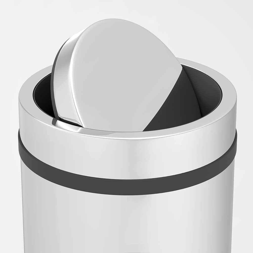 Premium Serisi Pratik Döner Kapaklı 32 Litre Mutfak/Banyo Çöp Kovası Paslanmaz Krom, 32l