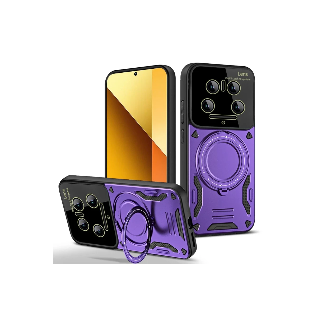 Xiaomi Mi 14 Ultra Kılıf Joy Lens Standlı Kapak - Mor