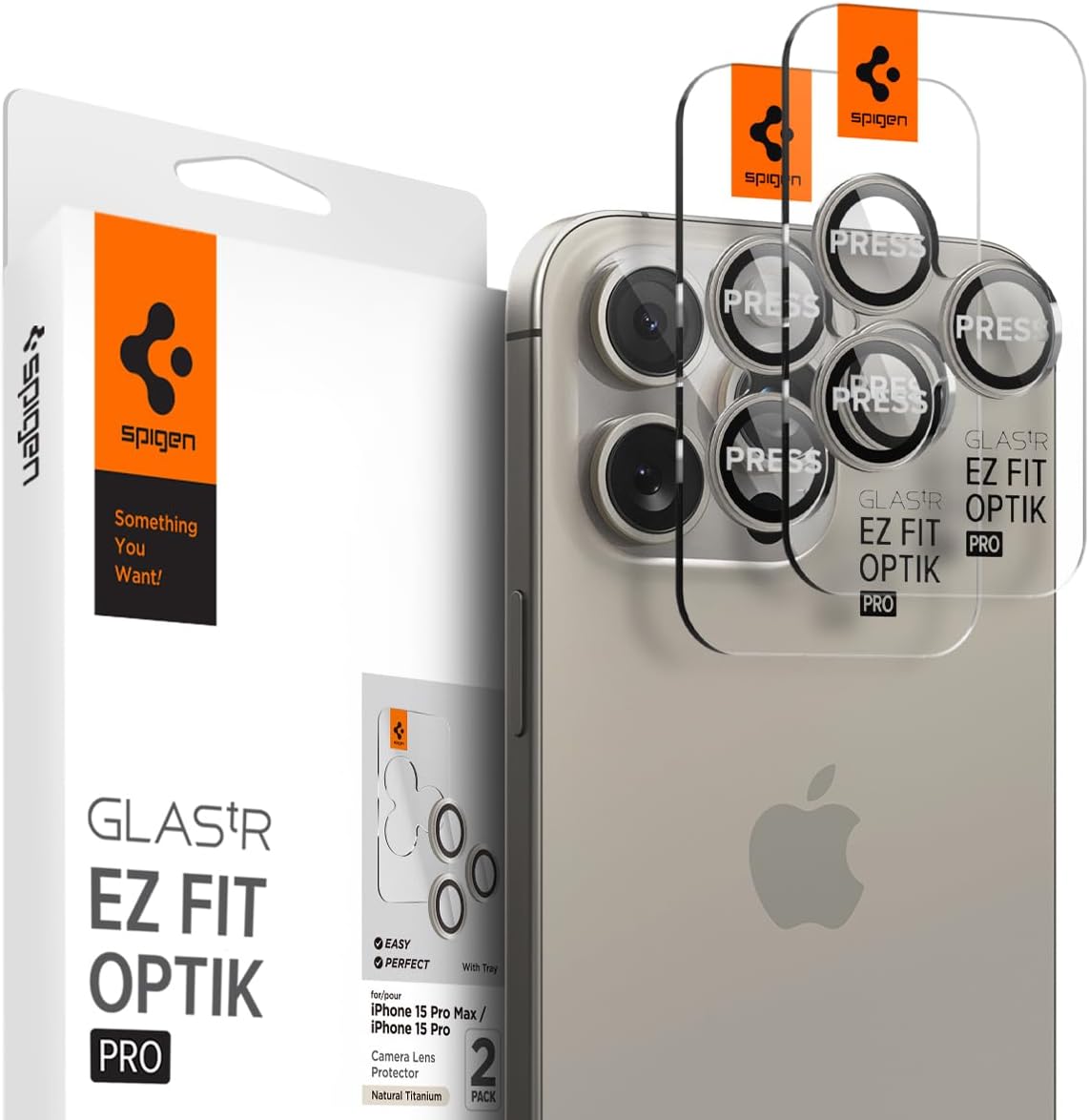iPhone 17 Pro/Pro Max / 16 Pro/16 Pro Max / 15 Pro/15 Pro Max ile Uyumlu Kamera Lens Koruyucu Cam Kolay Kurulum Glas.tR EZ Fit Optik Pro (2 Adet) Natural Titanium - AGL07163