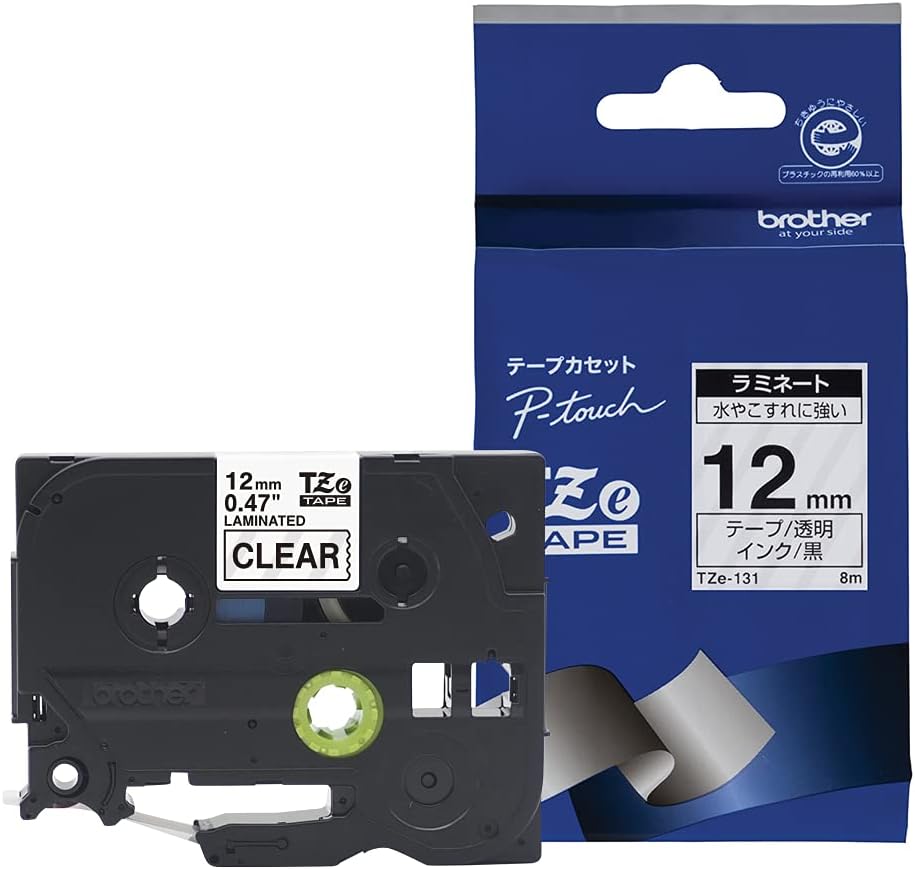 TZE131 Termo doğrudan baskı teknolojisi, şeffaf üzerine siyah, 12 mm