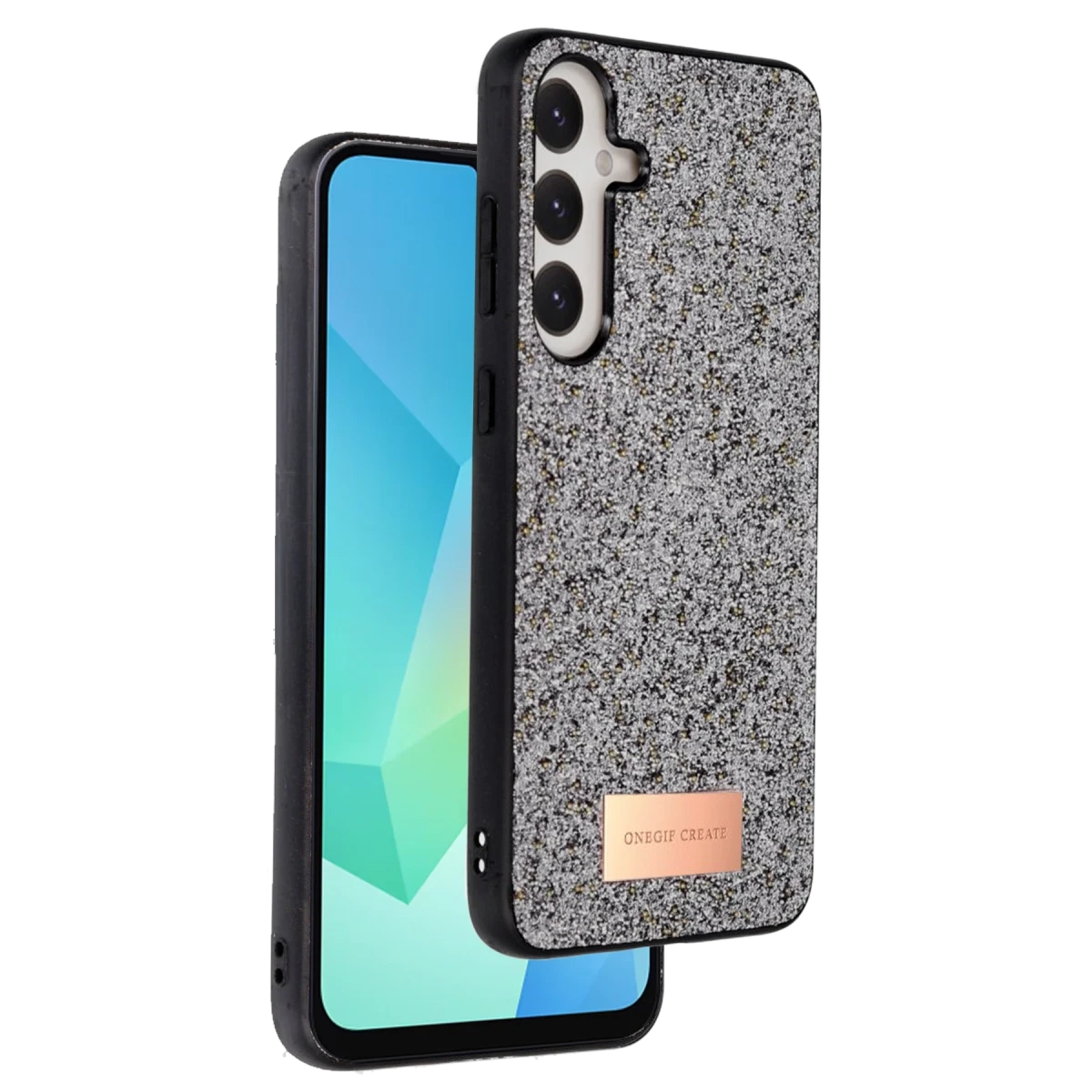 Onegif Samsung Galaxy A36 Bright Simli Kapak - Gümüş